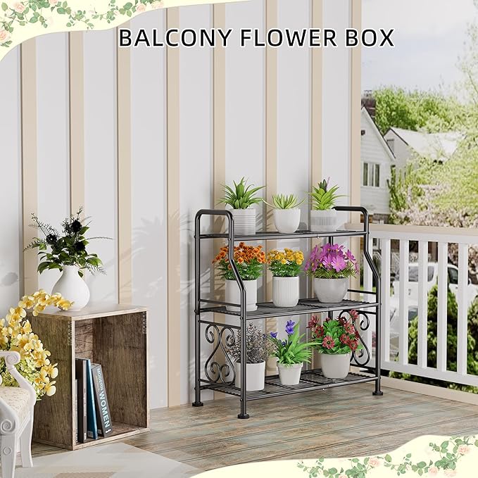 GIOTORENT Plant Stand Outdoor Indoor 3 Tier Metal Waterproof - Image 4