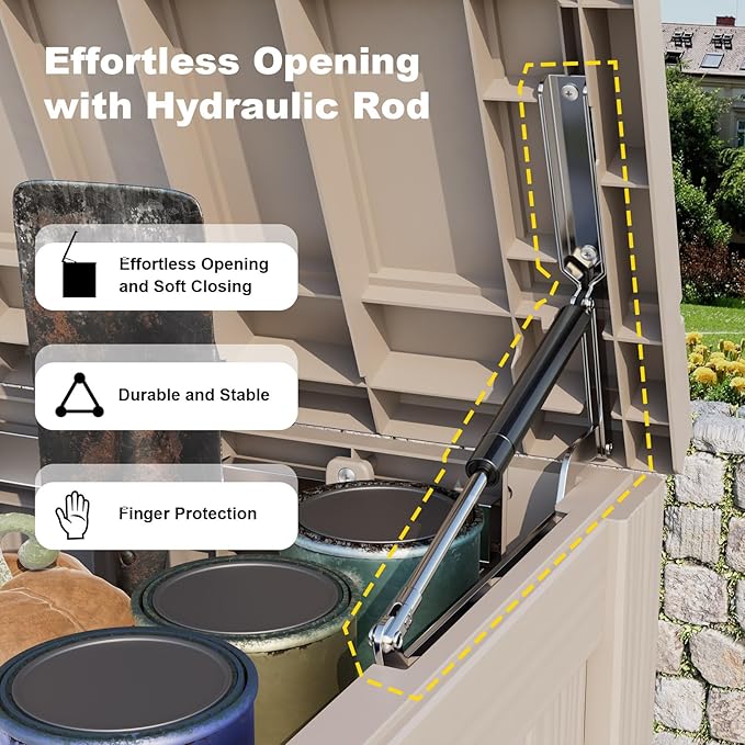 DRATO 180 Gallon Outdoor Storage Box, Large Waterproof Deck Box, Lockable Resin - Image 3