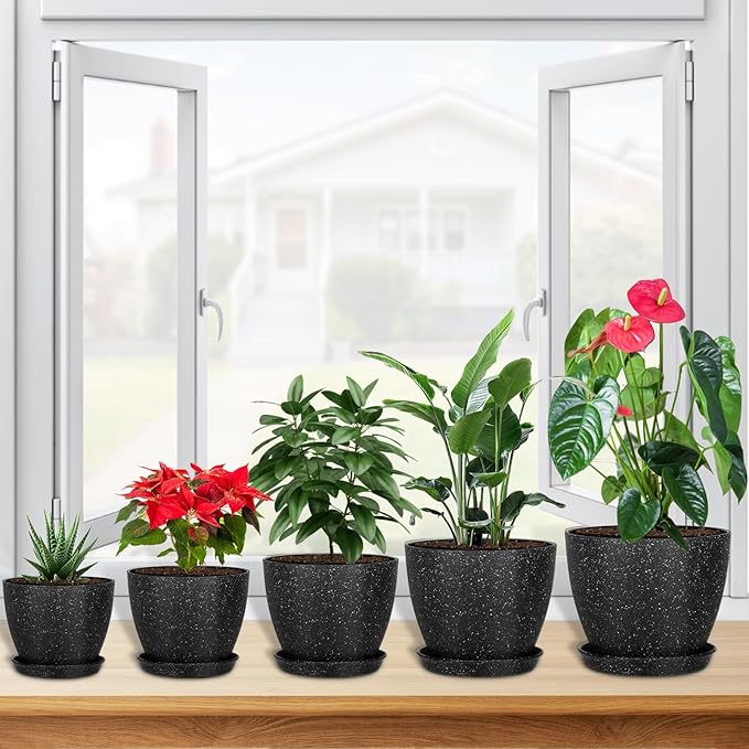 5 Pcs Plant pots, 7.5/6.5/5.7/4.9/4.1 inch Pots - Image 6