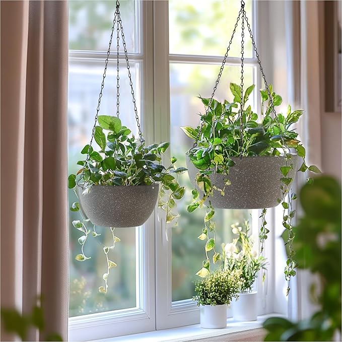 T4U Hanging Planters for Indoor Outdoor Plants 2 Pack - Image 3