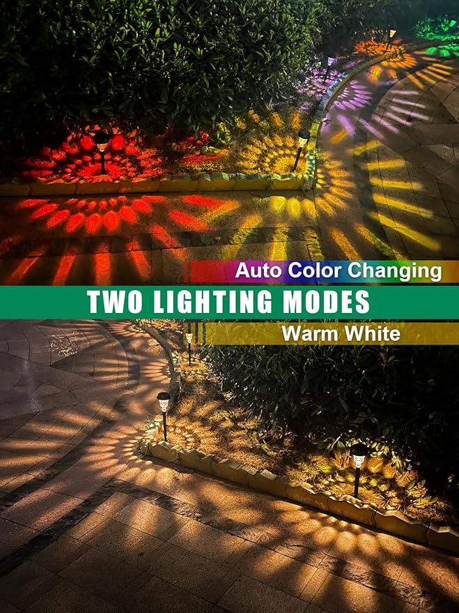 ROOR Solar Pathway Lights 8 Pack, Outdoor Solar Yard Lights, RGB Color - Image 6