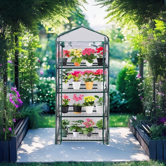 Mini Greenhouse for Indoor Outdoor, Plant Green House 4-Tier Rack Stand - Image 7