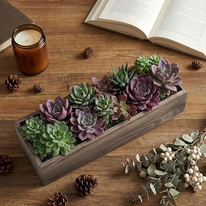 Dandat 1 Set Wood Boxes for Centerpieces 12x4 Inch Rectangle Wooden Planter Box - Image 4
