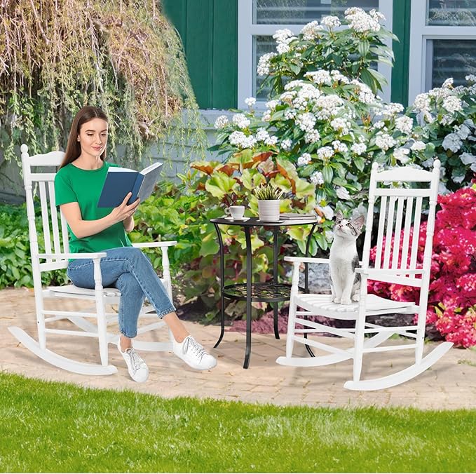 VINGLI Wooden Rocking Chair, Outdoor Chair - Image 2