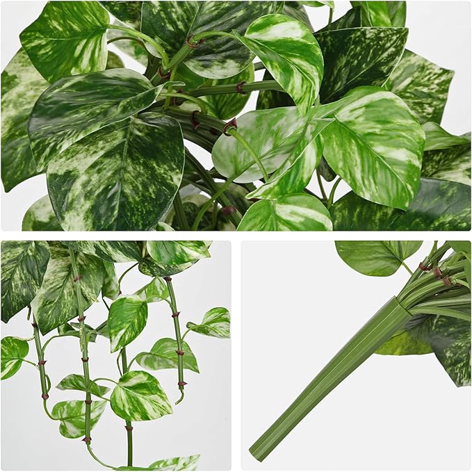 Hollyone Artificial Pothos Hanging Plants 25" Fake Ivy Vine Faux Ivy Pothos - Image 3