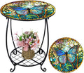 Outdoor Side Table Round Small Mosaic Patio Accent Indoor End Plant Coffee Tea by Cinnvoice
