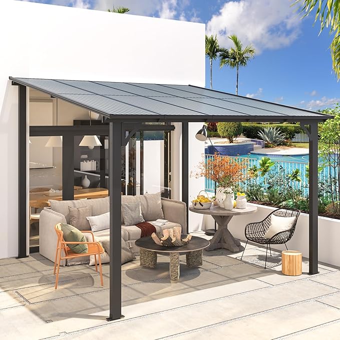AECOJOY 10’ x 10’ Gazebo, Wall Mounted Gazebos Pergola on Clearance, Outdoor by AECOJOY