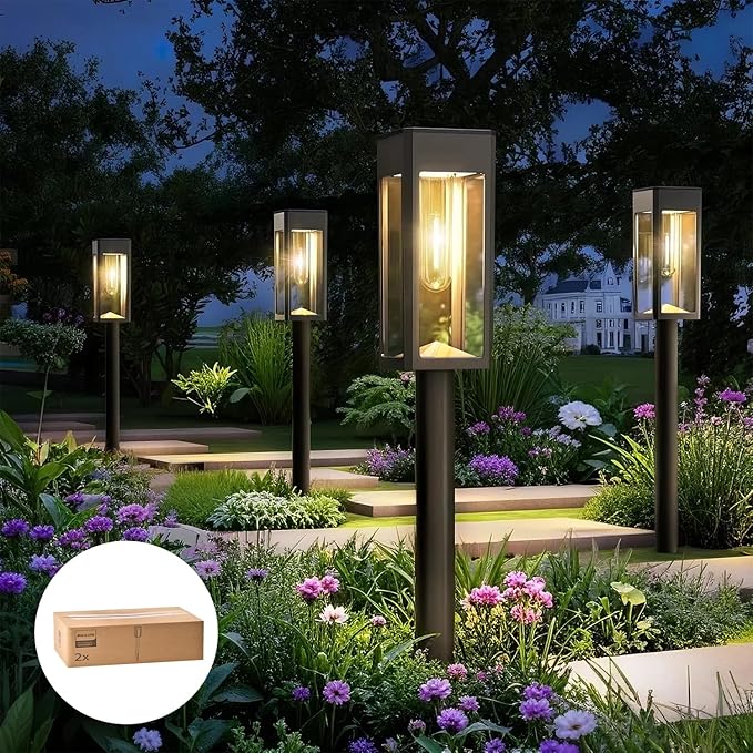 Philips 2 Packs Solar Pathway Lights Outdoor, Glass Metal Led Garden Landscape - Image 2