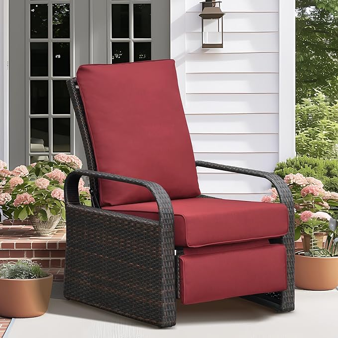 Outdoor Recliner, Outdoor Resin Wicker Patio Recliner Chair - Image 6