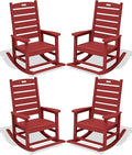 SERWALL Outdoor Rocking Chair Set of 4, Oversized HDPE Patio Rocking Chair by SERWALL