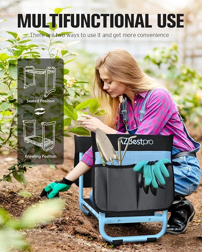 Garden Kneeler and Seat, Upgraded Foldable Heavy Duty Gardening Stool - Image 3