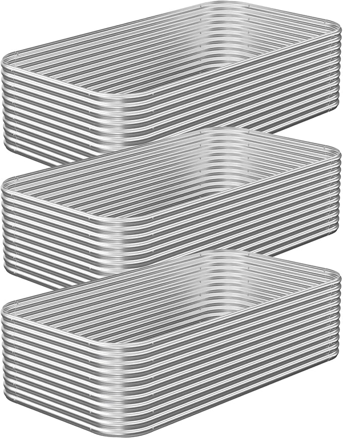 3 Pack Tall 4x2FT Raised Beds for Gardening, Corrugated Galvanized Steel Raised by OZMSHF