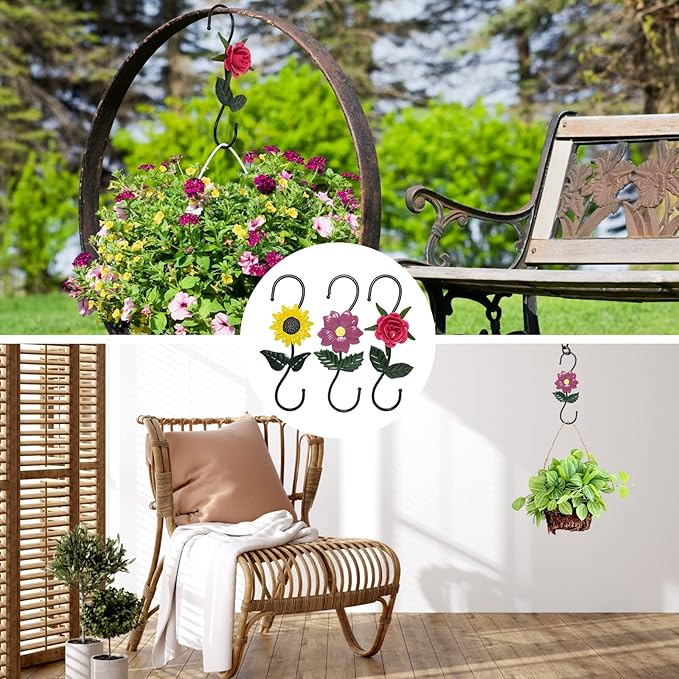 S Hooks for Hanging Plants, Beautiful and Vivid Plant Hook for Garden Planters - Image 3