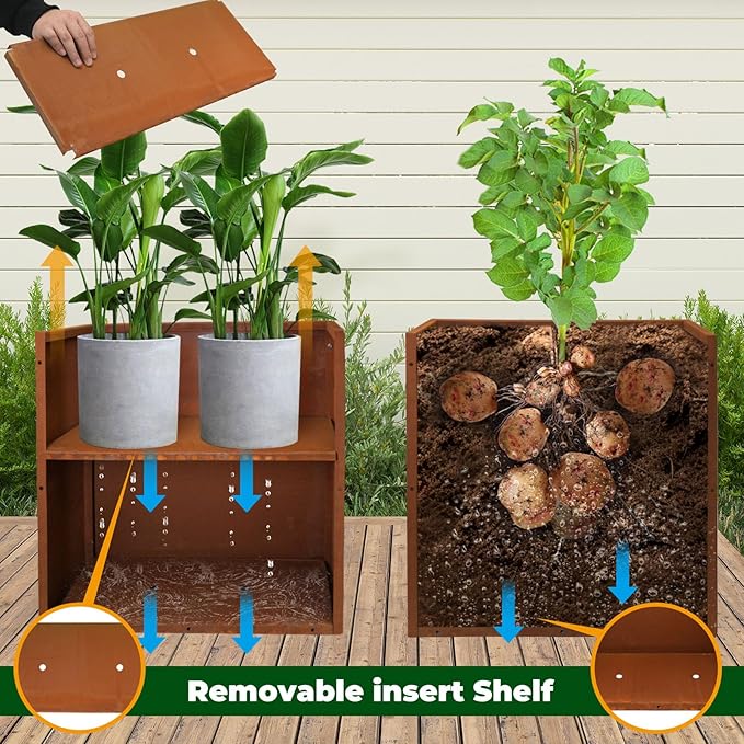Rusted Metallic Heavy Rectangular Planter 30" x 12" x 24" - Image 5