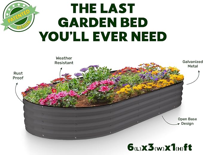 Plant & Plot Galvanized Raised Garden Beds Outdoor // 6×3×1 ft Planter Raised - Image 5