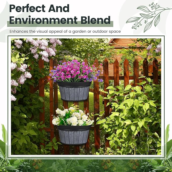 Layhit 6 Pcs Wall Hanging Planters Outdoor Pot Planter Wine Barrel Planter - Image 5