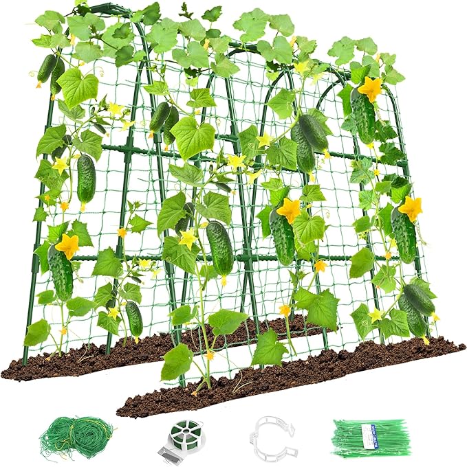 Cucumber Trellis for Raised Bed, U-Shape Garden Trellis for Climbing Plants by MYMULIKEHOME