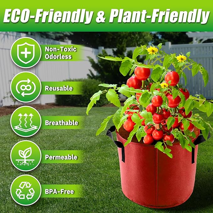 15 Gallon Grow Bags, 7 Pack Colorful Fabric Plant Pots - Image 3