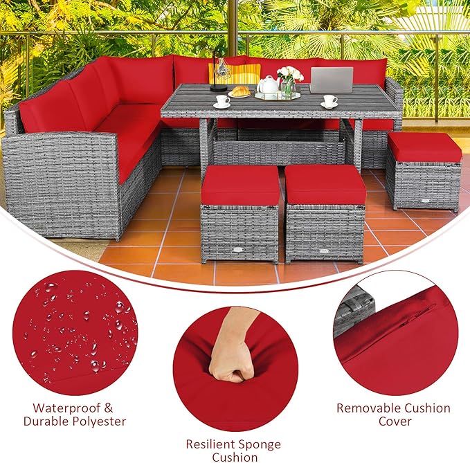 Tangkula 7 Pieces Patio Furniture Set, Outdoor Sectional Rattan Sofa Set - Image 7