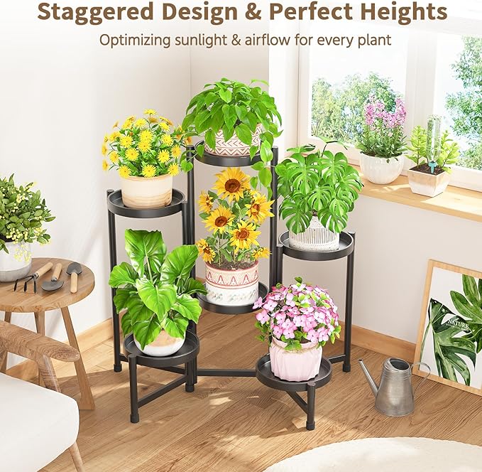 LASZOLA 6 Tiered Folding Tall Plant Stand Indoor - Image 7