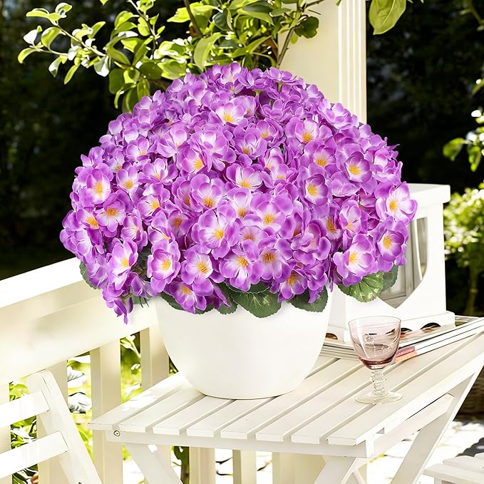 Artificial Geraniums Flowers for Outdoors, 6 Bundles Realistic Silk Fake - Image 7