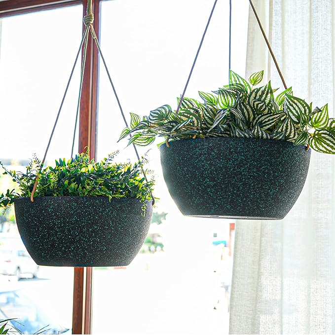 13 Inch 2 Pack Large Hanging Planters - Image 4