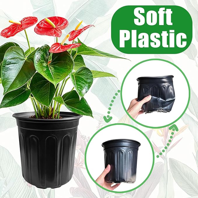 60 Pack 1 Gallon Flexible Plant Nursery Pots, Flower Plant Container, Seedling - Image 3
