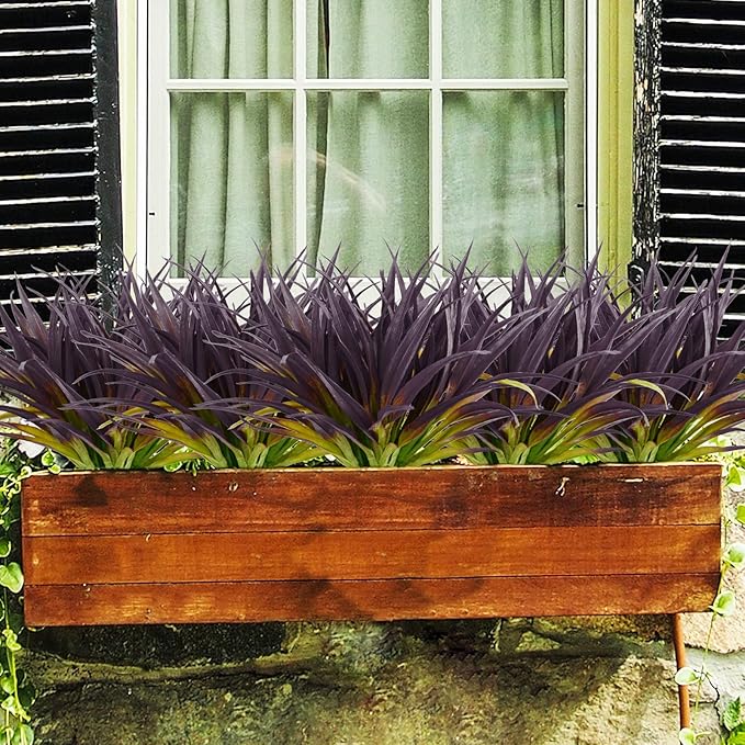 16Pcs Artificial Grass Fake Grass Plants 17.3in Outdoor Plants UV Resistant - Image 3