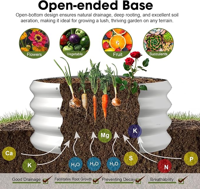 2x2x1ft Round Galvanized Raised Garden Bed Outdoor Metal Planter Box Raised Beds - Image 3