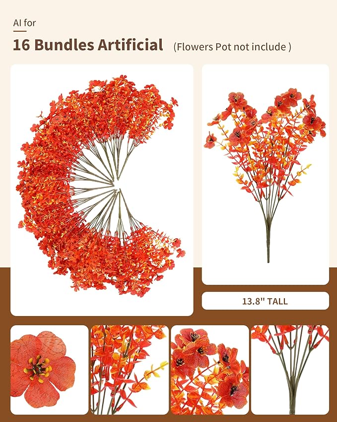 Artificial Fall Flowers Faux Mums - Image 2