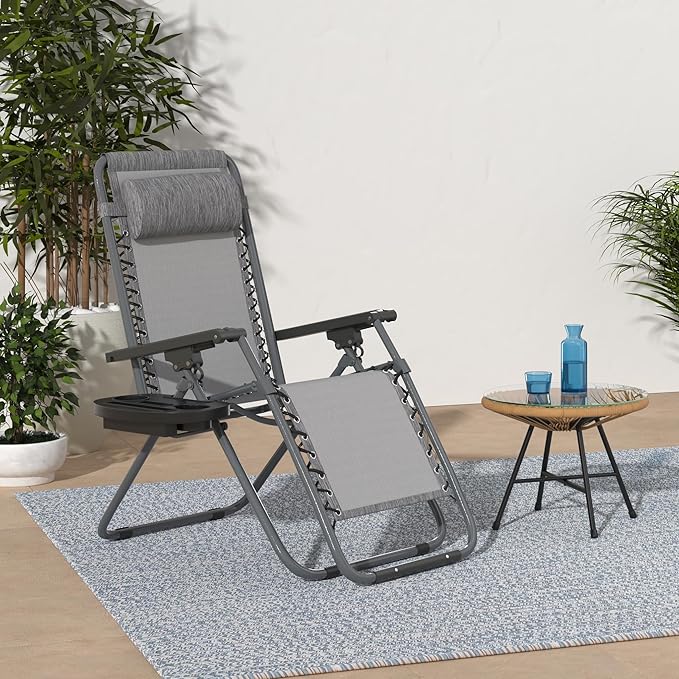 FDW Set of 2 Lawn Outdoor Deck Camping Folding Patio Beach Anti Recliner Pool - Image 2