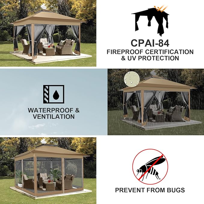 COBIZI 12x12 Pop up Gazebo on Clearance Canopy Tent, carpas para Patio - Image 4