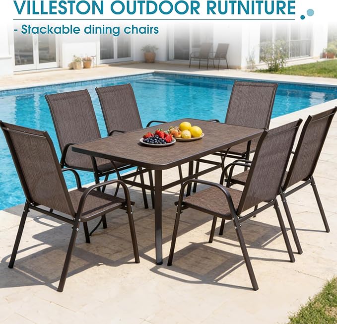 Outdoor Stackable Chairs Set of 6, Stacking Patio Chairs - Image 7