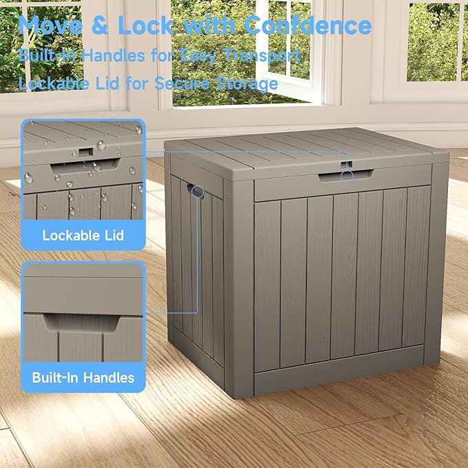 EasyUp 33Gal Outdoor Deck Box, Lager Patio Storage Box Indoor and Outdoor Use - Image 7