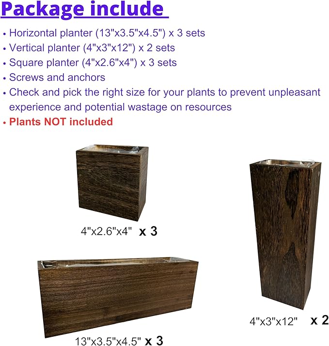 LaLaGreen Wood Planter Box for Plants Wooden Wall Hanging Planters for Indoor - Image 2