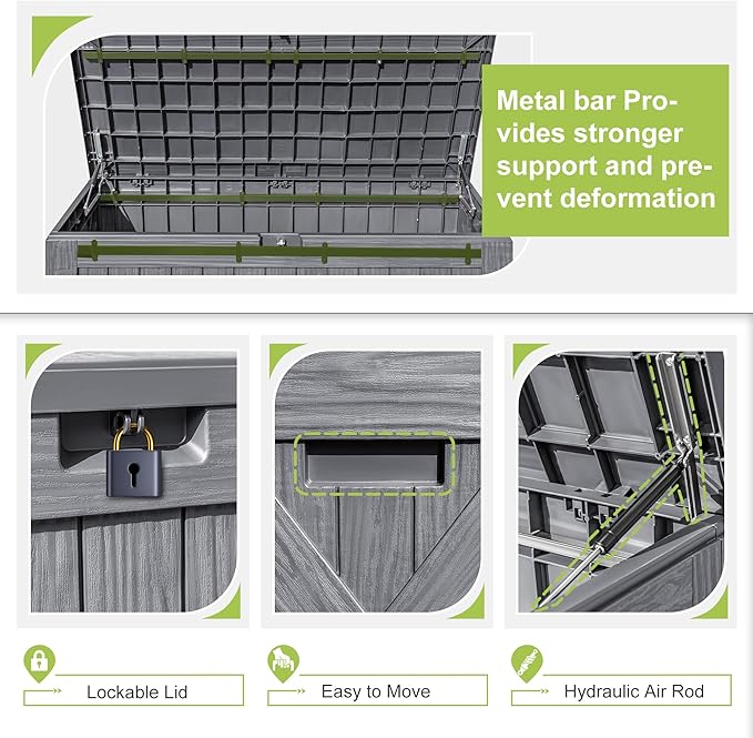 Greesum 120 Gallon Deck Box, Resin Outdoor Storage Container - Image 5