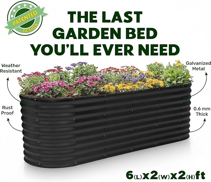 Plant & Plot Galvanized Raised Garden Beds Outdoor // 6×2×2 ft Planter Raised - Image 5