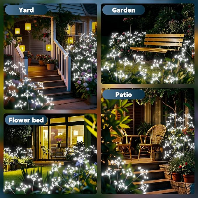 Solar Garden Lights 2 Pack Waterproof Solar Swaying Starburst Light Outdoor - Image 8