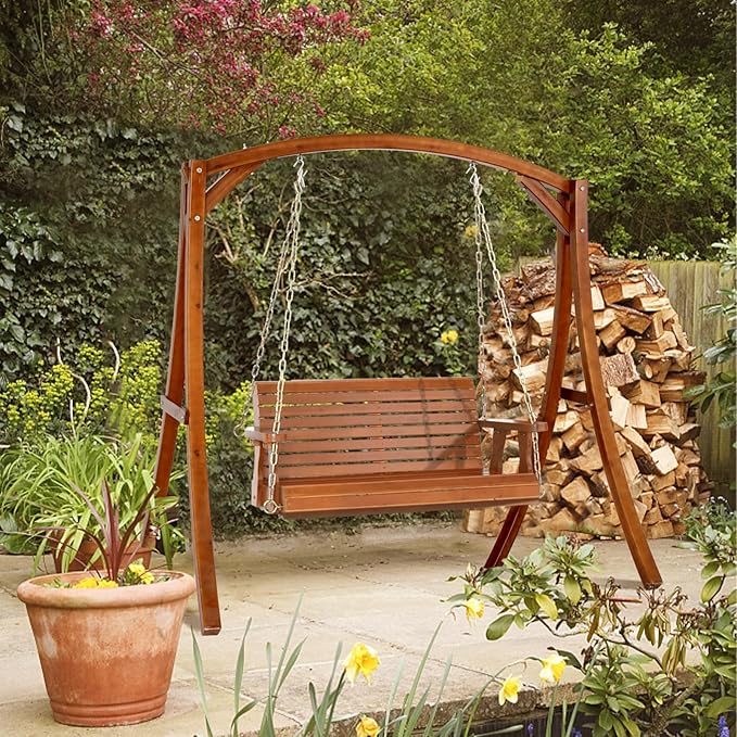 VINGLI Upgraded Patio Wooden Porch Swing - Image 7