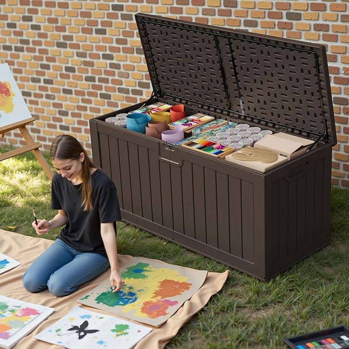Patiowell 240 Gallon Large Outdoor Storage Box, Waterproof Deck Box - Image 2