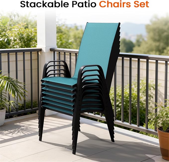 JEAREY Patio Dining Chairs Set of 4, Outdoor Stackable Dining Furniture Set - Image 7