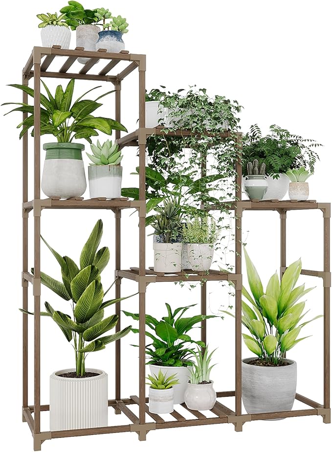 Bamworld Tall Plant Stand Indoor Wood Shelf Outdoor Tiered Rack by Bamworld