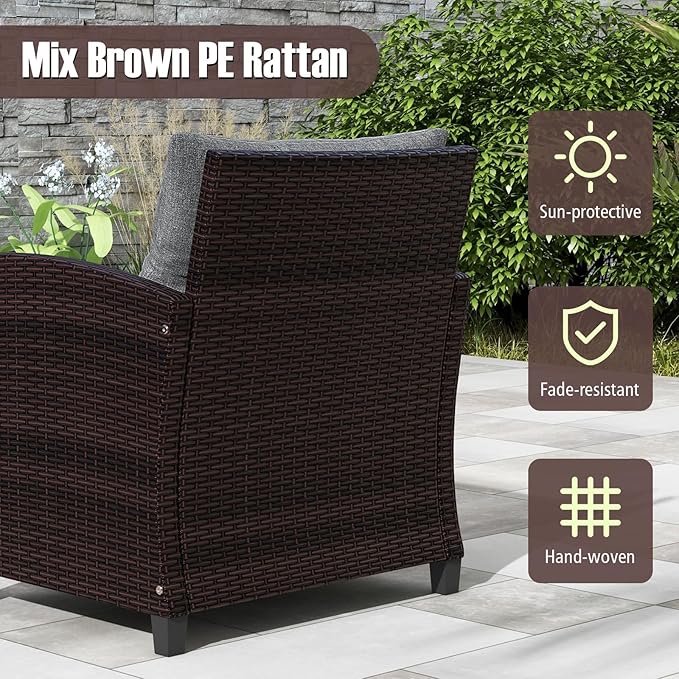 Tangkula 3 Pieces Patio Furniture Set, PE Rattan Wicker 3 Pcs Outdoor Sofa Set - Image 5