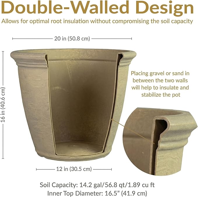 Sunnydaze 20-Inch Anjelica Large Plastic Pot - Image 6