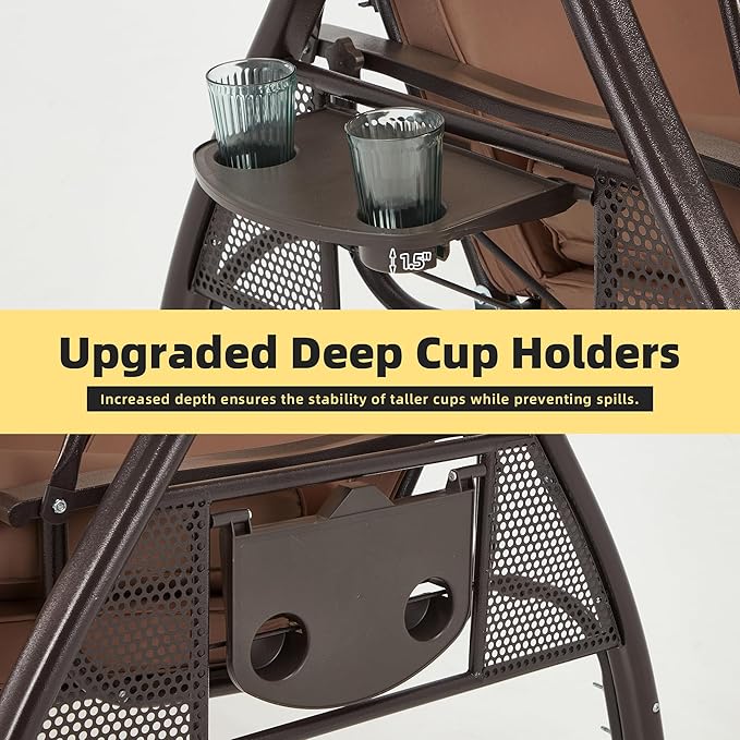 HOMREST 3 Seat Outdoor Porch Swing - Image 6