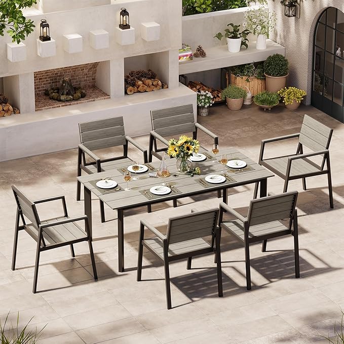 Outdoor Patio Dining Chairs Set of 2, 350LBS Capacity Aluminum Patio Dining - Image 7