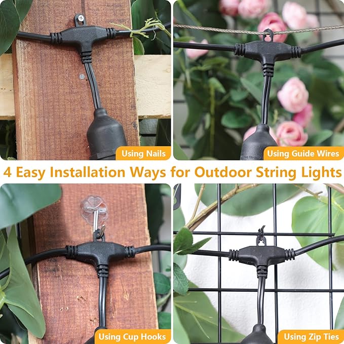 Mlambert 96Ft 3-Color in 1 48Ft LED Dimmable Outdoor String Lights - Image 9