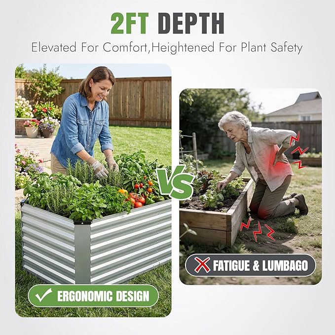 INNO STAGE 6x3x2ft Galvanized Raised Garden Bed, Raised Garden Bed Kit-Metal - Image 2