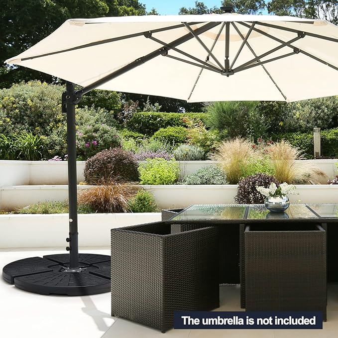 Tangkula 4 Pieces 185lbs Cantilever Offset Patio Umbrella Base, Water & Sand - Image 4
