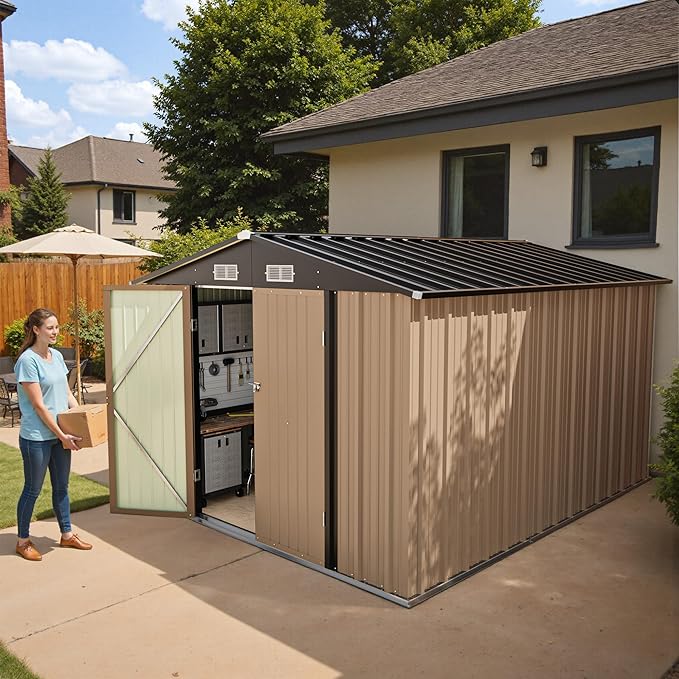 Greesum 8x10FT Outdoor Storage Shed, Metal Storaged Sheds - Image 4